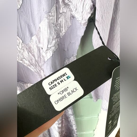 Komarov NWT XL purple chiffon midi dress black ombre 3/4 sleeve pleated MOB fall - Picture 5 of 11